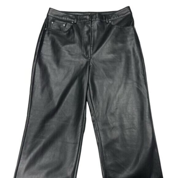 7 For All Mankind Vegan Faux Leather Easy Slim Pant In Black Womens Size Small - Picture 7 of 9
